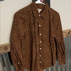 Style & Co. Brown Leopard Print Button Down Shirt